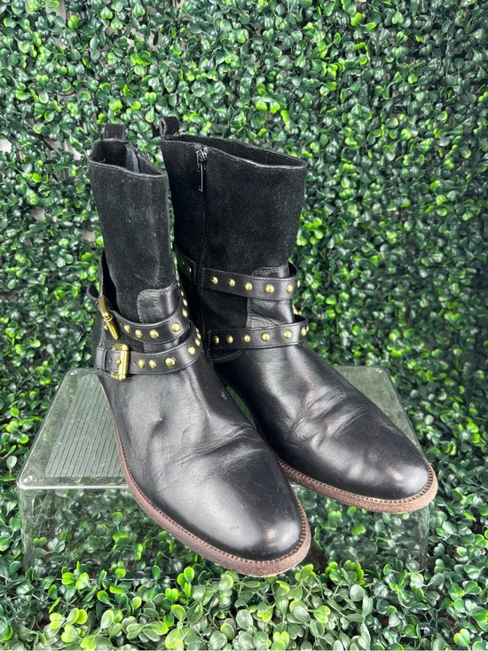Coach Shoes - COACH LILIANA LEATHER AND SUEDE WITH GOLD STUD Ankle Boots in Black SIZE 7 Woman